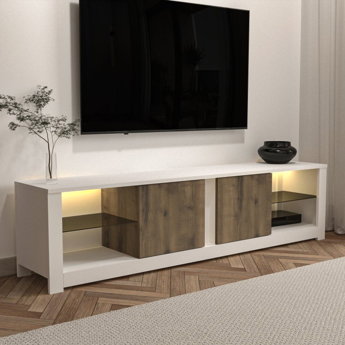 Hanah Home Soporte de TV Blanco y Roble Hanah Home Soporte de TV Blanco y Roble